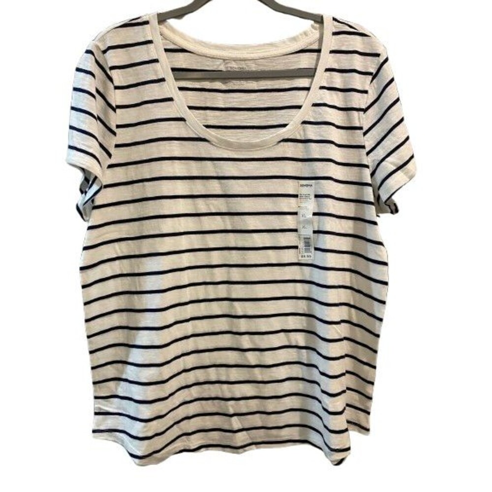 Women's XL T-Shirt Short Sleeve Scoop Neck Sonoma Striped Pull-over